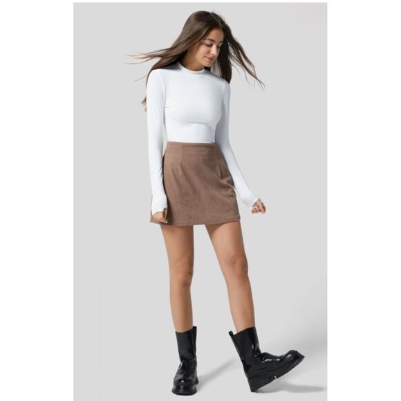 Halara High Waisted Corduroy Casual Skirt Sz Small Tan Invisible Zipper 2-in-1 A - Picture 6 of 10